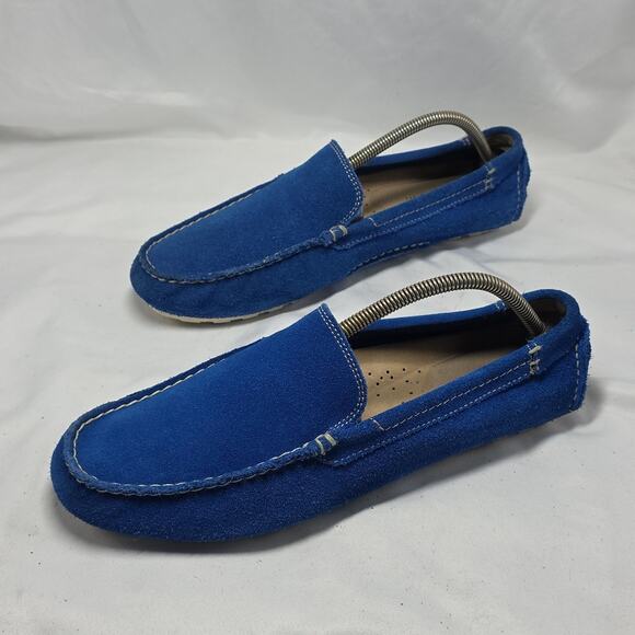 Florsheim Vintage Electric Blue Suede driving Elegant Loafers Mens 8.5 In Guc - Picture 1 of 16